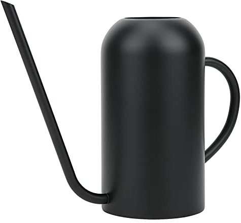 Lange Ausguss Gießkanne Edelstahl 1,5L Schwarz Metall Long Spout Gießkanne Zimmerpflanzen Bonsai Wasserkanne Pflanzengießkanne für Außen und Innenbereich