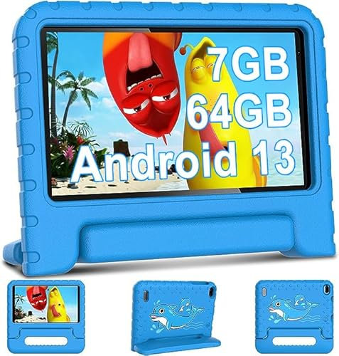 AOCWEI Tablette pour Android 11 Tablettes 7 Pouces HD avec 32Go（TF 128Go）- Processeur à Quad-Core | WiFi 6 | Dual Cameras | Parental Control |Kid-Proof Case, Bleu…