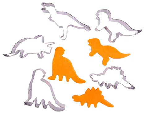 Cookie Dough Cutters | Stainless Steel Metal | Pack of 5 | Dinosaur Shapes | Dinosaur Shapes, Strong Cookie Dough Cutters