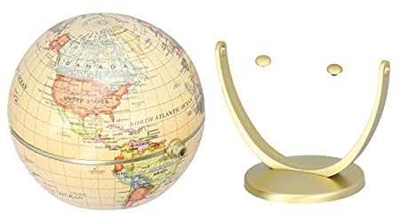 Mini-Weltkarte, Rotierende Desktop-Erdkugeln, 12 Weltkugeln, Englische Ausgabe, Kleines 20-cm-Geographie-Lehrmittel