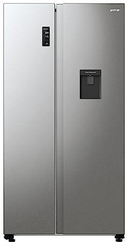 Gorenje NRR 9185 EAXLWD Side by Side Kühl-Gefrierkombination, Made in Europe, EEK E, NoFrostPlus, Inverter-Kompressor, Crisp Zone, ConvertActive Zone, FastFreeze, 178,6 cm, Edelstahl