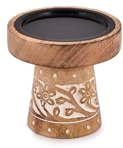 Indus Lifespace Kerzenhalter aus Mangoholz, Holz-Kerzenhalter für Zuhause, Hochzeit, Tischdekoration (10,16 x 10,16 x 10,16 cm)