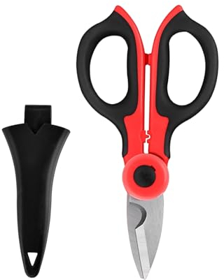 Forbice per Elettricisti, Forbici in acciaio ad alto tenore di carbonio Utensili per cesoie domestiche, Utensili per tagliare fili di spelatura per tessuti, carta e cavi, Include copertura per forbici