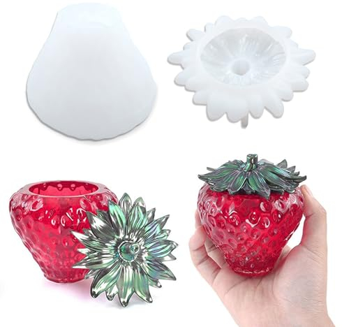 Strawberry Epoxidharz Formen Epoxidharz Erdbeergläser Strawberry Silikonform Erdbeer Dose Epoxidharz Formen Resin Epoxy Forme mit Deckel Epoxidharz Vorratsdosen Glas für DIY Aufbewahrungsbox