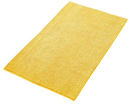 Decomira Tappeto Bagno Antiscivolo in Ciniglia | Tappetino bagno super assorbente, lavabile in lavatrice | Per il bagno, la doccia, la vasca da bagno o come tappetino WC | Giallo - 70x120 cm