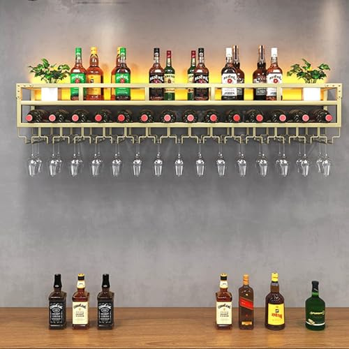 Botellero Vino Pared para Vinoteca Wine Rack Garrafeira de Vino Mueble Bar Mini Bar para Casa Salon Muebles Cocina Esquineras Pared Botellero Pequeño para Cocina Bar Comedor ( Color : Gold-double laye