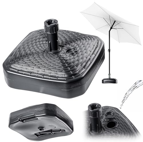 KADAX Supporto per ombrelloni, supporto rotondo per ombrelloni, riempibile con sabbia acqua o ghiaia, supporto in plastica per giardino, terrazza, spiaggia (versione 2 quadrati, antracite)