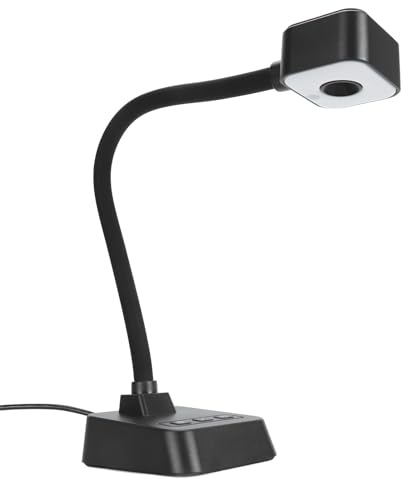 Zunate Caméra de Documents USB 4K pour Enseignants, Webcam à Mise au Point Automatique pour Démonstration en Direct en Classe, Conférence Web avec Lumière LED à 3 Niveaux, Exposition à