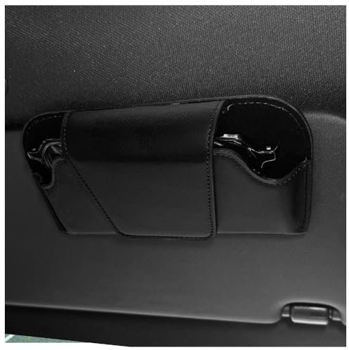 GTLM Magnetico Porta Occhiali Auto,Pelle Morbida Portaocchiali Auto per La Visiera dell'Auto,Universale Porta Occhiali da Auto Accessori Auto Interno per Auto Camion SUV Camper (Nero)