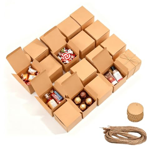 FRTAOOP Adventskalender presentlådor för fyllning till jul – 5 cm, set med 50 stycken, gör-det-själv små tomma lådor för barn, lämplig för godis, kex och julklappar