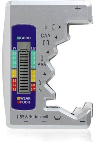 Battery Tester for All Batteries UK Household Battery Testers Digital Battery Checker Capacity Level Tester for C AA AAA D N 9V 1.5V Button Cell
