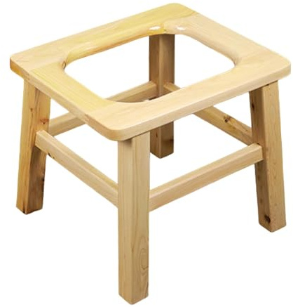 JAYIOLA Erhöhter Toilettensitz, Hock-Toilettenhocker, tragbar, Duschstuhl, vielseitig einsetzbar, Hilfshocker aus Holz, Töpfchenhocker für Erwachsene, 30cm