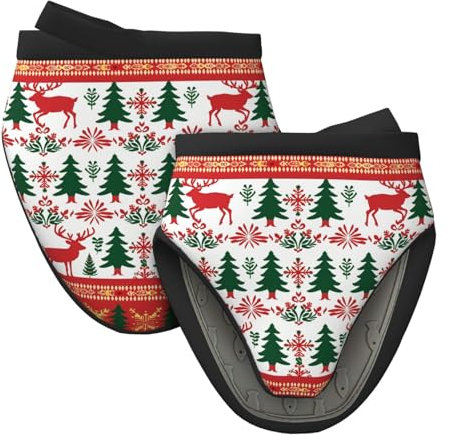Mexpekil Christmas Tree Deer Oven Gloves Heat Resistant Oven Mitts Silicone Oven Glove Kitchen Mini Oven Gloves for Cooking Baking Grilling Barbecue 1 Pair
