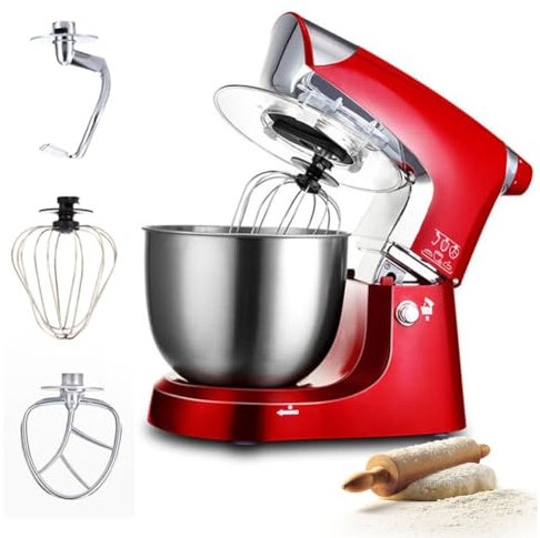 Batteur électrique sur Socle pour la Cuisson, Batteur à gâteau 1000 W avec Bol et Support, 3 Vitesses en continu, mélangeur de pâte de Grande capacité de 5 L, avec Crochet pétrisseur