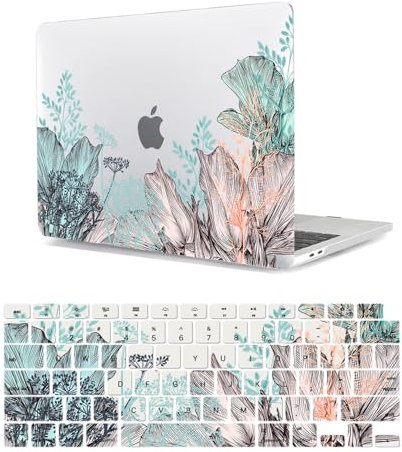 HLAAJJX Hülle für MacBook Pro 15 Zoll Retina Display Case Modell A1398 Freisetzung 2015-2012, Plastik Laptop Schutzhülle Cover & EU QWERTY Tastaturschutz,Blätter