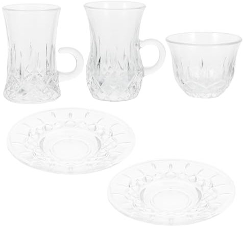 Alipis 1ensemble Tasses à Thé Verre Européen Ensemble De Tasses à Café Turques Design Élégant Verre Transparent Pour Déguster Thé Noir Et Boissons Chaudes Au Style Charmant
