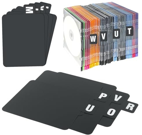 A-Z Vinyl-Schallplatten-Trennblätter, Alphabet-Trennblätter mit Registerkarten für Alben, CDs, DVD-Aufbewahrung – PVC-Medien-Organizer und Schallplattenhalter-System für Sammlungen, 26 Stück