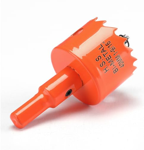 Lochsäge 40 mm, Lochsäge mit Bohrer für Holz, orangefarbener Bimetall-Lochschneider, glattes Schneiden für weiches Metall, Trockenbau und Kunststoff