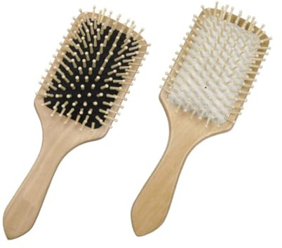 LRXIYODE Brosse à Cheveux En Bois Naturel Brosse De Massage Du Cuir Chevelu Grand Format Original Bois Poignée Effet Massage Pour Cheveux Épais Fins Raides Femmes Hommes