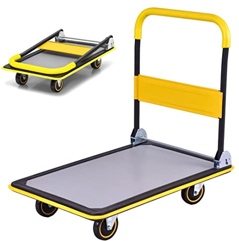 Carrello Portapacchi per carichi Pesanti con Ruote, Maniglia, Strisce paraurti, Carrello con pianale Mobile per Un Facile Trasporto e Sollevamento di carichi Pesanti (91x61x89 cm,