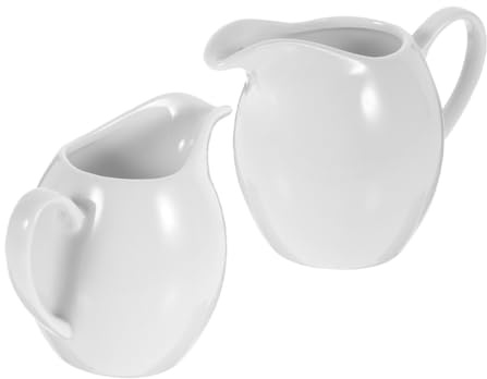 Mikinona 2 pezzi Ceramic Milk Pitcher in Porcellana Bianca con per Latte e Salse Brocche Versatili per Uso Quotidiano Materiale Ceramico Resistente ad Alta Temperatura