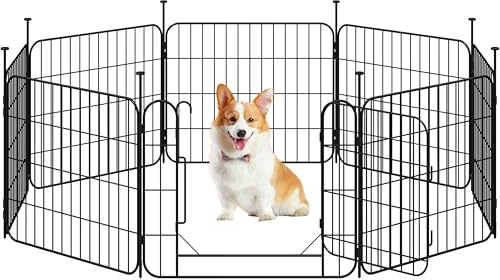 Yaheetech Recinto per Cani da Interno ed Esterno, 50 cm di Altezza a 8 Pannelli, Box Kennel Cancelletto Pieghevole per Cuccioli Conigli Gatti, Recinzione Cancello per Animali Domestici in Acciaio