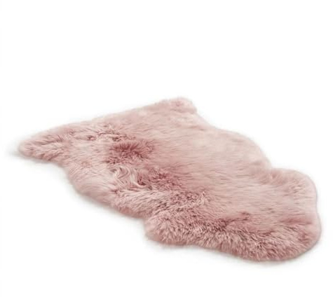 Infinity Leather Alfombra de Piel de Oveja de Lujo, 100% Lana Real Natural, Suave, Sedosa y esponjosa. Manta para Dormitorio, sofá o Suelo Muy cálida, Transpirable y Decorativa (90 x 60 cm) (Rosa)