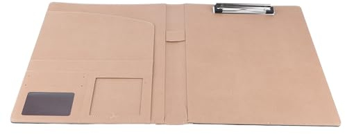 KIMISS Organiseur Professionnel de Documents Professionnels A4 – Dossier Polyvalent en Cuir PU avec Emplacements pour Cartes et Clamp/Holder pour Réunions et Entretiens (BLACK)