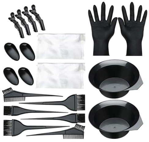 Set di 20 strumenti per colorare i capelli con spazzole ergonomiche pettini guanti clip per un'applicazione liscia e uniforme