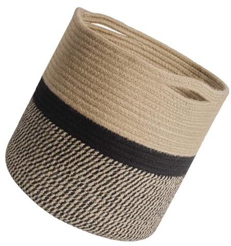 Gatuida Panier de Rangement en Corde de Coton 30 CM, Corbeille Linge Jaune et Noir, Conteneur Polyvalent pour Chambre, Salle de Bain et Salon