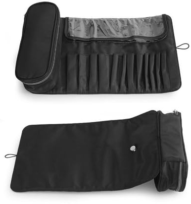 AMONIDA Kosmetisk Arrangör Bärbar Hopfällbar Sminkborste Förvaringsväska för Resor Vattentät Dammtät för Makeupartister Tygstorlek: 9,1 X 4,1 X 2,2 Tum