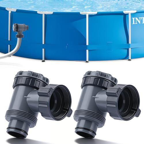 BORDEAG 2 Stück Ersatz Kolbenventil, 38mm Kolbenventil Schwimmbad, Absperrhahn Pool, Pool Plunger Ventil für 1-1/2 Zoll Schlauch für Schwimmbad Wasseranschluss, Hochwertige Kunststoff, Grau