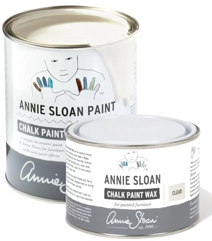 Annie Sloan Chalk Paint Old White 1 Litre & Clear Wax 500ml Bundle — Complete Chalk Paint & Finishing Kit for Furniture