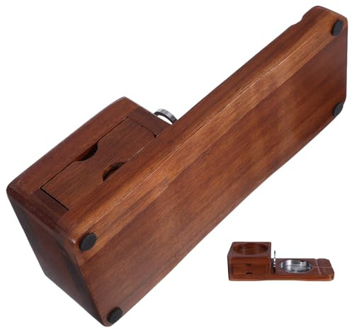 BCOATH Cenicero de Madera Fácil de Limpiar con Cajón Integrado Soporte Tallado para Whisky y Bandeja Portátil para Cigarros Grandes Adecuado para Hombres en Espacios de Entretenimiento
