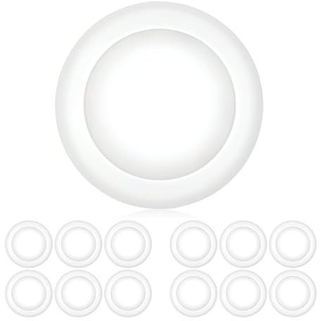 (12-Pack)- 5/6 Dimmable LED Disk Light Flush Mount Ceiling Fixture, 15W (120W Replacement), 5000K (Day Light), ENERGY STAR, Installs into Junction Box Or Recessed Can, 1200Lm