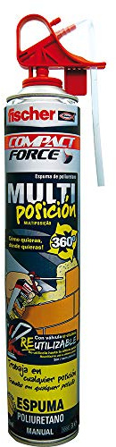 fischer – Espuma de poliuretano PU 360° Multiposición (bote 750ml), rellena, fija, sella, aísla en cualquier posición, secado rápido, aplicación manual, ideal para marcos de ventanas