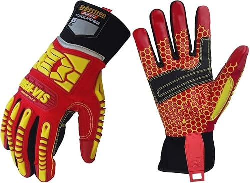Seibertron HIGH-VIS HRC5 Rigger Grip Cut5 Abrasion Oil & Gas Drilling Safety Impact Protection Gloves M