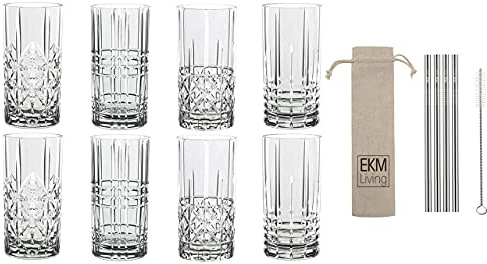 Nachtmann Highland Longdrink-Glas, Kristall, Cocktailglas, Collins, 8 Stück, 445.0 ccm, Zylindrisch, Wiederverwendbar, 15.1 cm hoch, für Zuhause, Modern, Cocktailparty