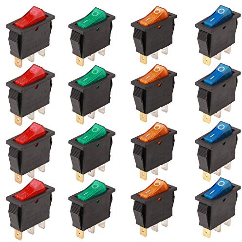RUNCCI-YUN 16Pcs Bouton Poussoir Interrupteur a bascule AC 16A/250V 20A/125V Lumiere Illumine On Off SPST Bateau interrupteur a bascule