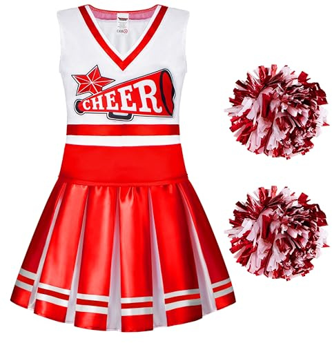 Spooktacular Creations High School Cheerleader Costume Child Cheerleading Girl Uniform Outfit (Medium (8-10 yrs))