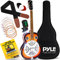 Pyle Chitarra Elettrica Acustica con Risonatore Resofonico, Risonatore Tradizionale in Mogano Sunburst a 6 Corde con Manico Rotondo con Preamplificatore Incorporato, Custodia, Tracolla, Accordatore