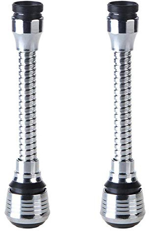 2Pcs Kitchen Faucet Extender 360° Swivel Adjustable Nozzle Spray Head | 360° swivel adjustable nozzle spout Filter adapter ABS stainless steel anti rust Two modes soft shower or strong foaming