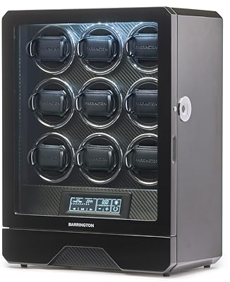 BARRINGTON Automatischer Uhrenbeweger für 9 Uhren, Premium Uhrenbeweger Box, super leiser Motor, batteriebetrieben und AC Adapter, Zuhause der stilvollen Uhrenbeweger