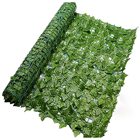 1 Rotolo Recinzioni Decorative, Finta Erba Artificiale Recinzione, Artificiale Recinzione in Plastica, Giardino Decorazioni, per Interni All'aperto Giardini(Foglie di vite, 0.5 x 1 M)
