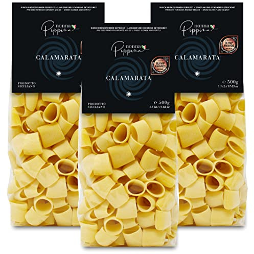 NONNA PIPPINA Calamarata, 3 x 500g, Pasta traditionell durch Bronzeform gezogen, langsame Trocknung, aus Hartweizengriess, vegan (ohne Ei)