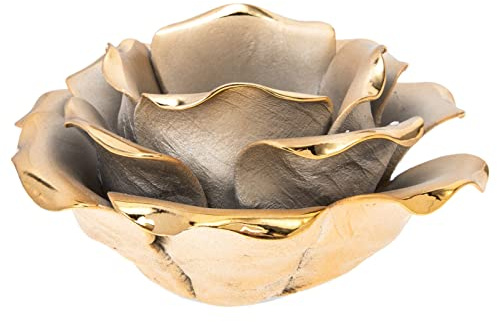 Lurrose Tea Lights Candles Table Trays Decorative Rose Flower Candle Cup Ceramic Rose Candlestick Holder Decoration for Banquet Wedding Party Golden Dining Room Table Decor Retro Decor