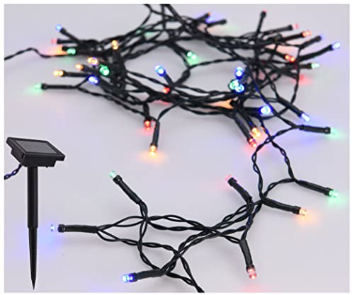 Spetebo Solar Draht Lichterkette bunt - 7 m / 50 LED - Deko Beleuchtung inklusive Solar Modul - Outdoor Leuchtdraht für Garten Balkon Terrasse Geländer mehrfarbig