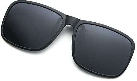 YAMEIZE Polarized Rectangle Clip On Sunglasses - Flip Up Glasses Anti-Glare UV Protection for Men Women Driving Fishing