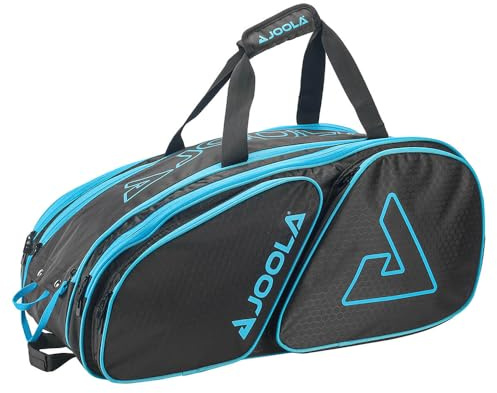 JOOLA Tour Elite Pickleball Tasche - Rucksack & Duffle Bag für Paddel & Pickleball Zubehör - Thermoisolierte Taschen für 4+ Paddel - mit Zaunhaken (schwarz/hellblau)