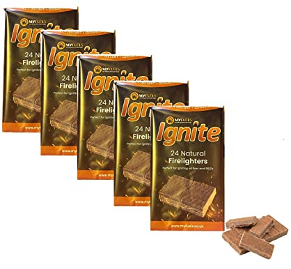 120 Natural Wood Firelighter Cubes Easy BBQ Fire Starter Paraffin Wax Sawdust